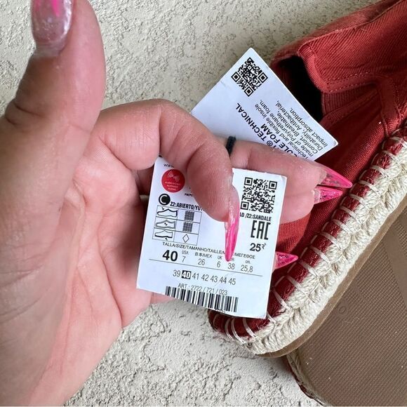 NWT Zara rustic orange canvas espadrilles Sz 7 - Picture 10 of 10